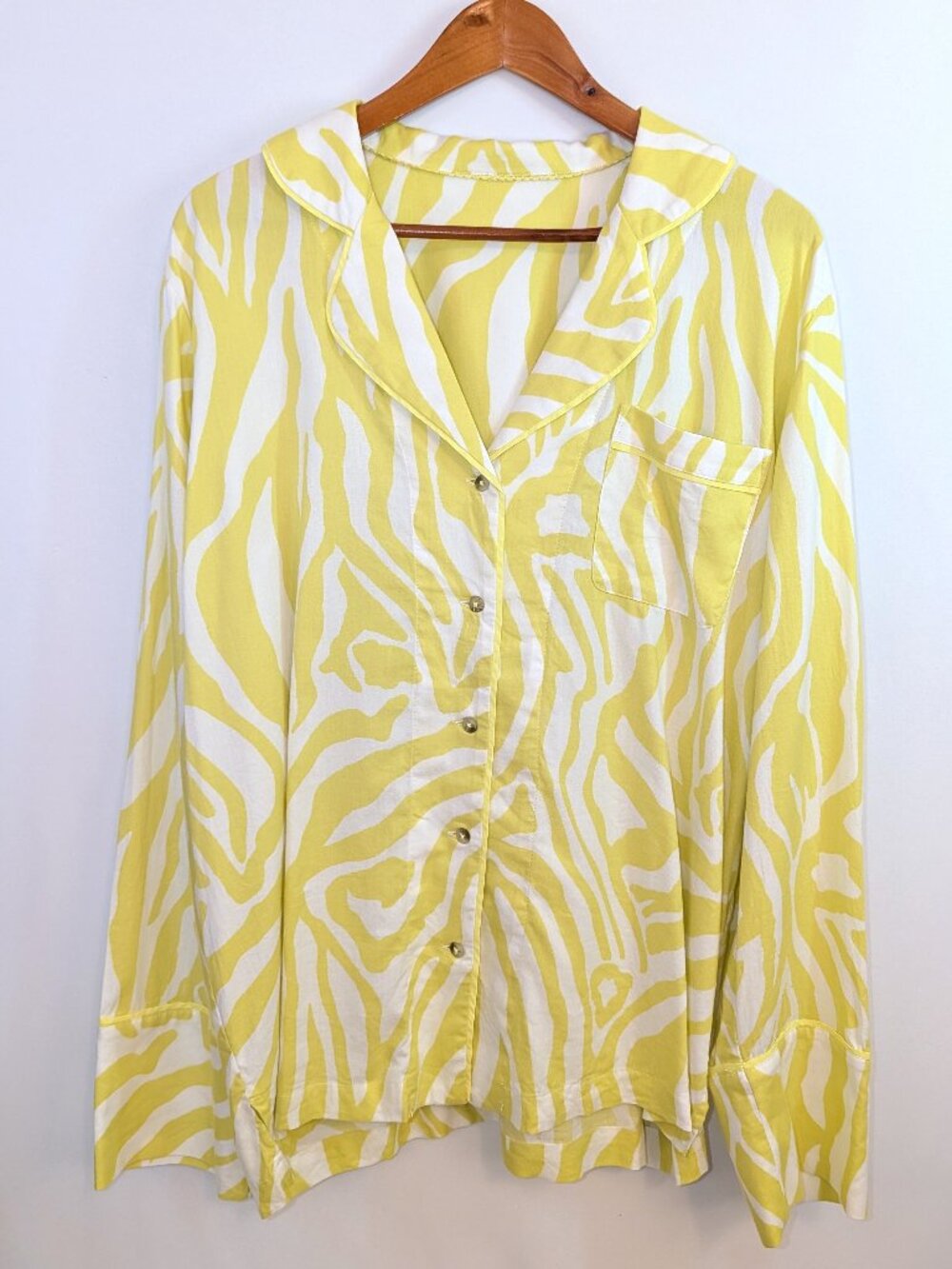 Anthropologie | SET Flannel Pajama Top & Bottom Citron Zebra Print | Size XL* - Picture 7 of 15